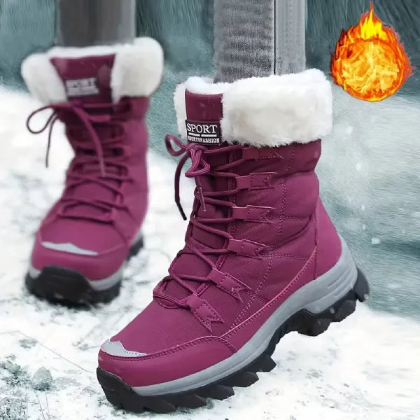 Women’s Waterproof Fleece‑Lined Winter Boots – Warm Grip Sole