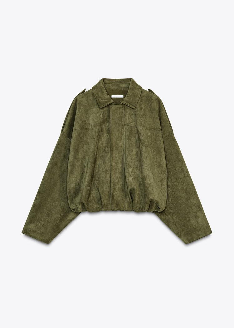 SUEDE EFFECT BOMBER JACKET.