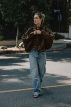 SUEDE EFFECT BOMBER JACKET.