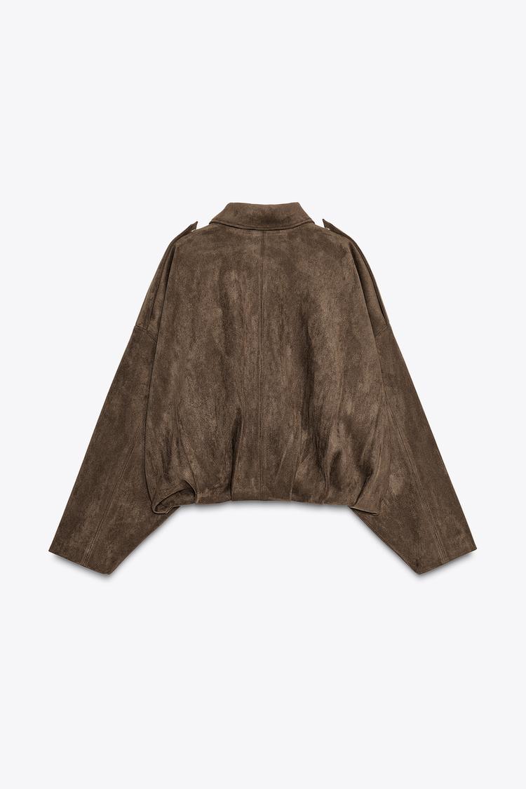 SUEDE EFFECT BOMBER JACKET.