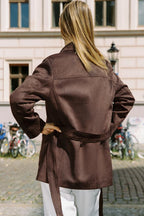 Suede Effect Belted Jacket.