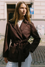 Suede Effect Belted Jacket.
