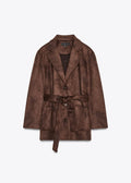Suede Effect Belted Jacket.