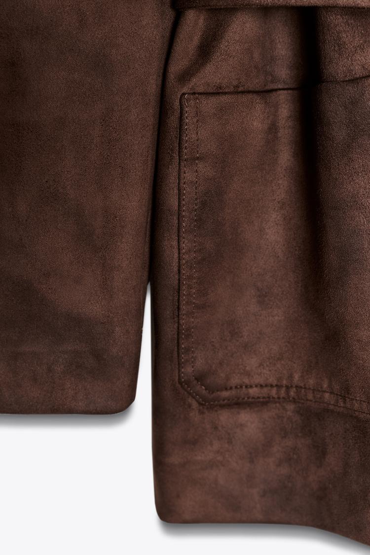 Suede Effect Belted Jacket.