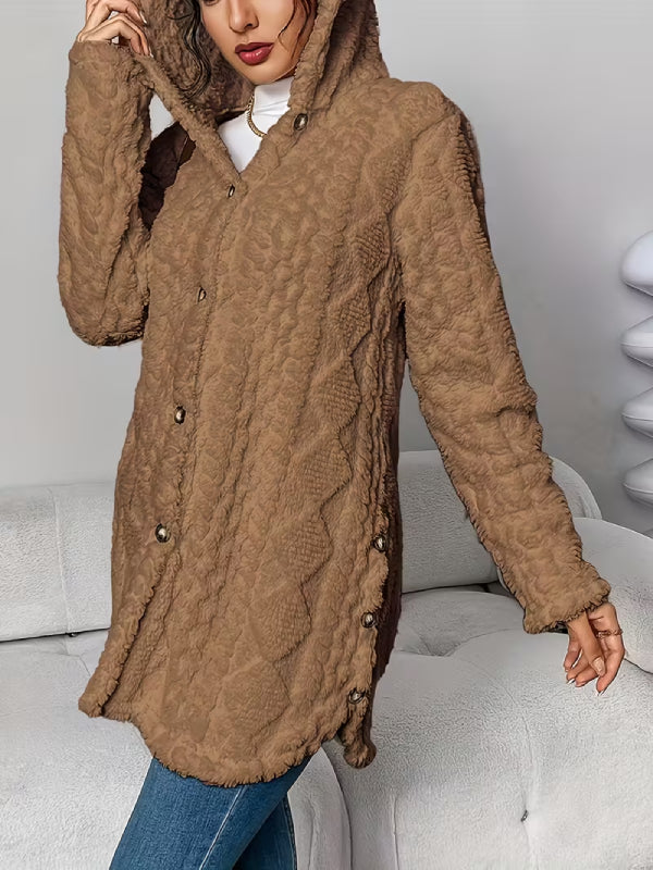 Soft Plush Fleece Coat – Relaxed Fit Quilted Winter Jacket