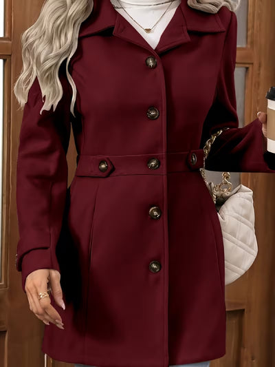 Elegant Tweed Winter Coat – Slim Fit Belted Jacket﻿