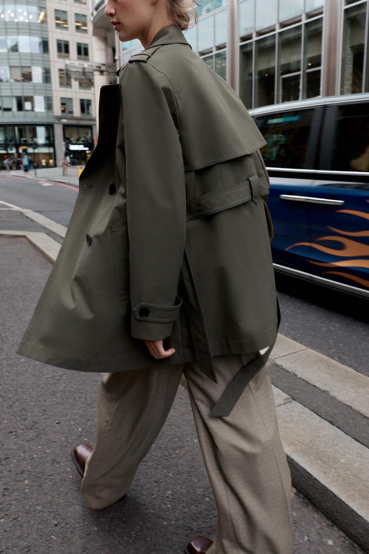 WATER REPELLENT WINDPROOF DOUBLE-BREASTED TRENCH COAT.
