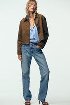 Suede-effect jacket.