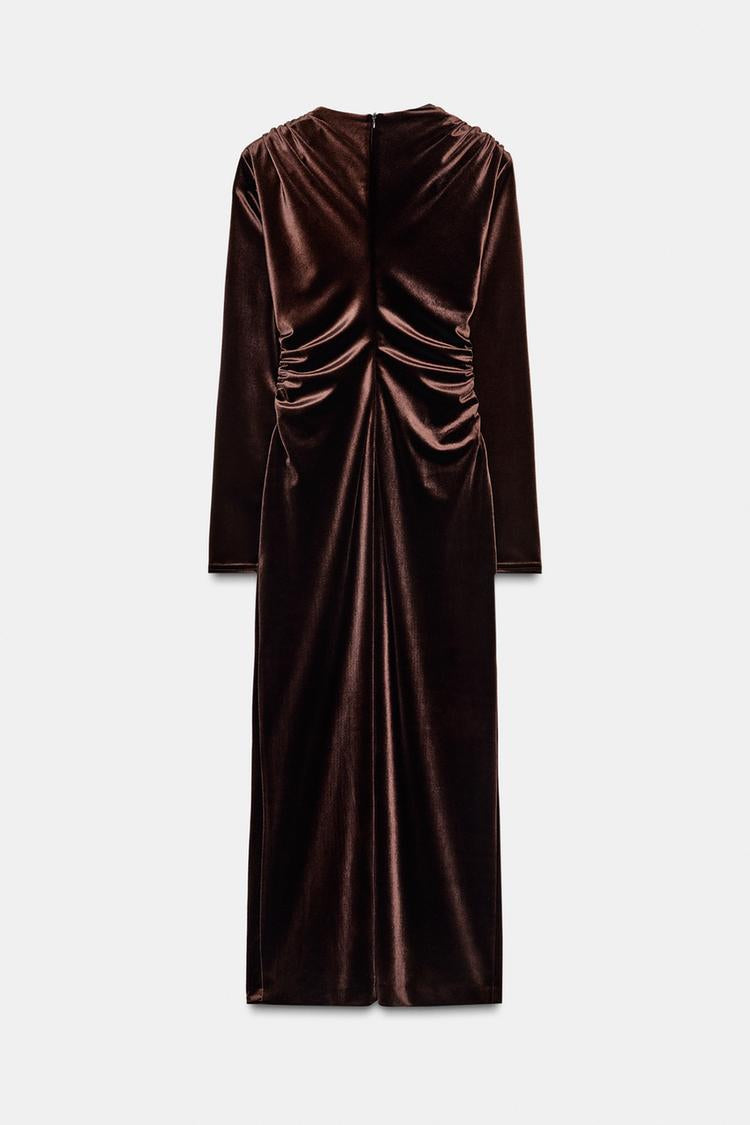 Draped Velvet Midi Dress
