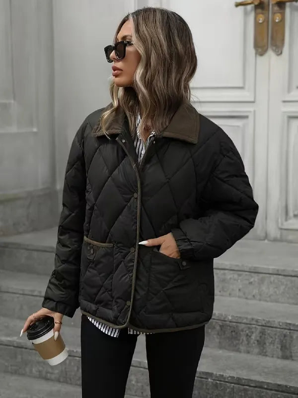 ArcticQuilt Women’s Quilted Collar Jacket – Cozy Everyday Winter Coat