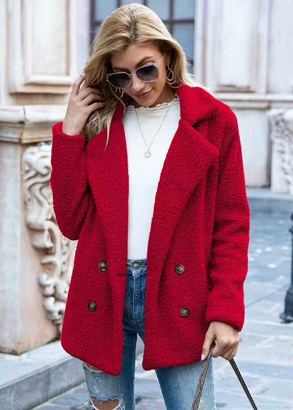 Cozy Fleece Button‑Front Jacket – Relaxed Fit Winter Coat