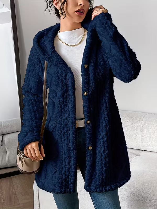 Soft Plush Fleece Coat – Relaxed Fit Quilted Winter Jacket