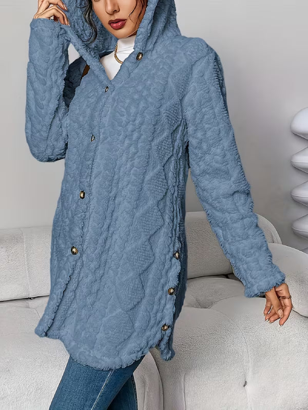Soft Plush Fleece Coat – Relaxed Fit Quilted Winter Jacket