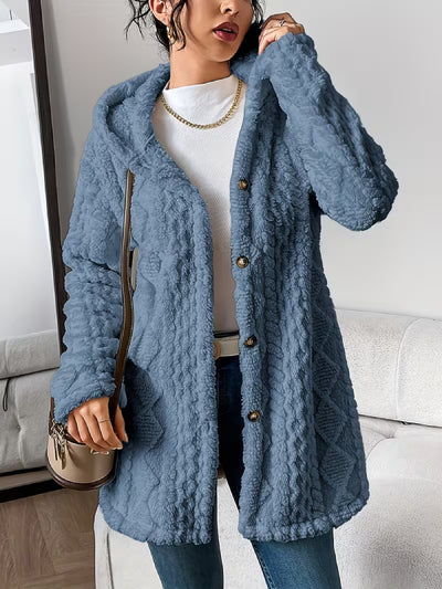 Soft Plush Fleece Coat – Relaxed Fit Quilted Winter Jacket