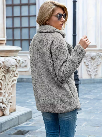 Cozy Fleece Button‑Front Jacket – Relaxed Fit Winter Coat
