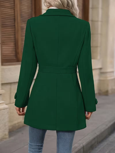 Elegant Tweed Winter Coat – Slim Fit Belted Jacket﻿