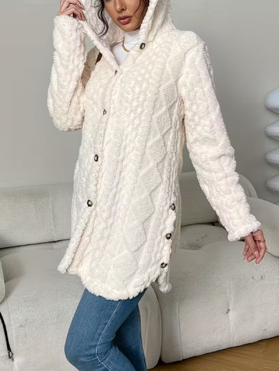 Soft Plush Fleece Coat – Relaxed Fit Quilted Winter Jacket