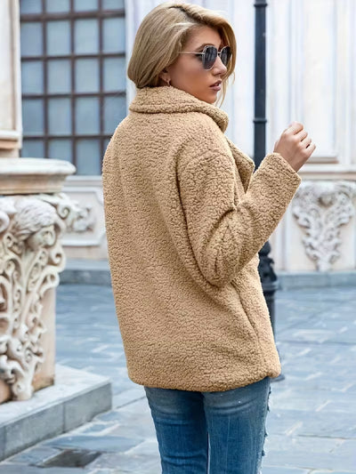Cozy Fleece Button‑Front Jacket – Relaxed Fit Winter Coat