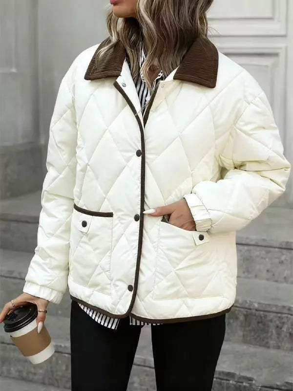 ArcticQuilt Women’s Quilted Collar Jacket – Cozy Everyday Winter Coat