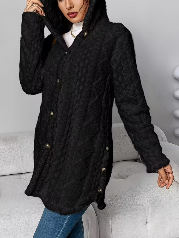 Soft Plush Fleece Coat – Relaxed Fit Quilted Winter Jacket