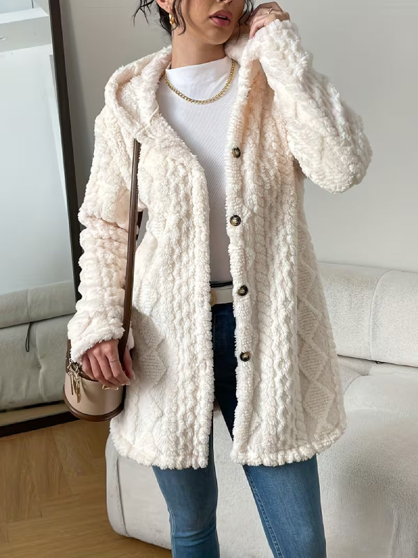Soft Plush Fleece Coat – Relaxed Fit Quilted Winter Jacket