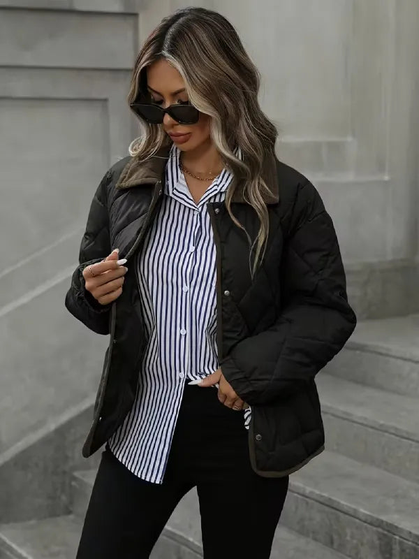 ArcticQuilt Women’s Quilted Collar Jacket – Cozy Everyday Winter Coat