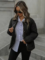 ArcticQuilt Women’s Quilted Collar Jacket – Cozy Everyday Winter Coat