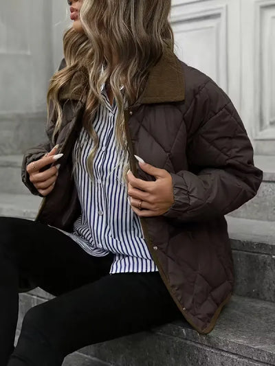ArcticQuilt Women’s Quilted Collar Jacket – Cozy Everyday Winter Coat