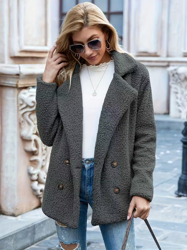Cozy Fleece Button‑Front Jacket – Relaxed Fit Winter Coat