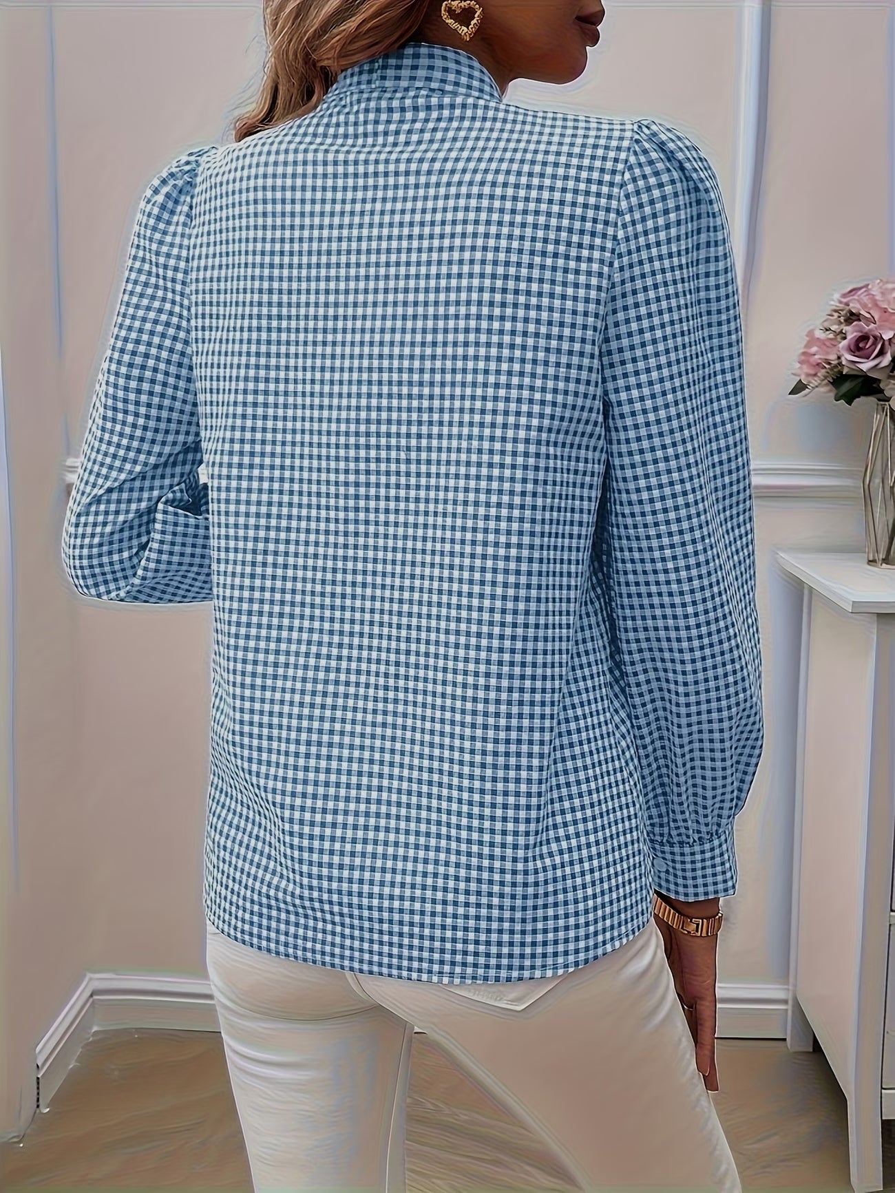 Chic Gingham Bow Shirt