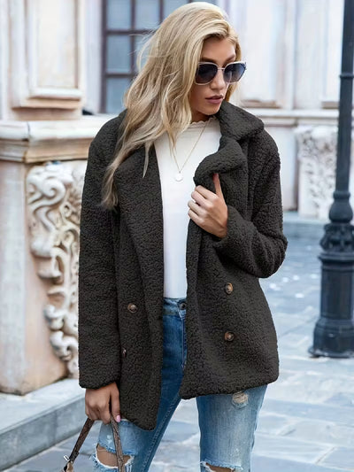 Cozy Fleece Button‑Front Jacket – Relaxed Fit Winter Coat