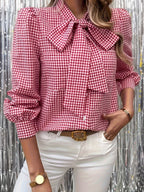Chic Gingham Bow Shirt