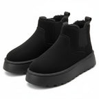 Fleece-Lined Platform Slip-On Ankle Boots for Winter