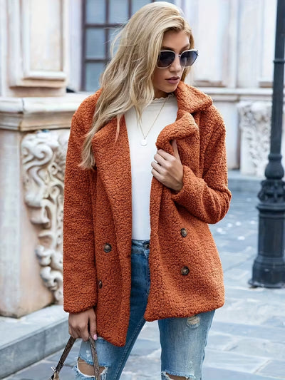 Cozy Fleece Button‑Front Jacket – Relaxed Fit Winter Coat