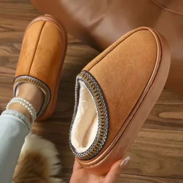 Cloud-Walk Faux Fur Lined Mule Slippers – Premium Winter Warmth