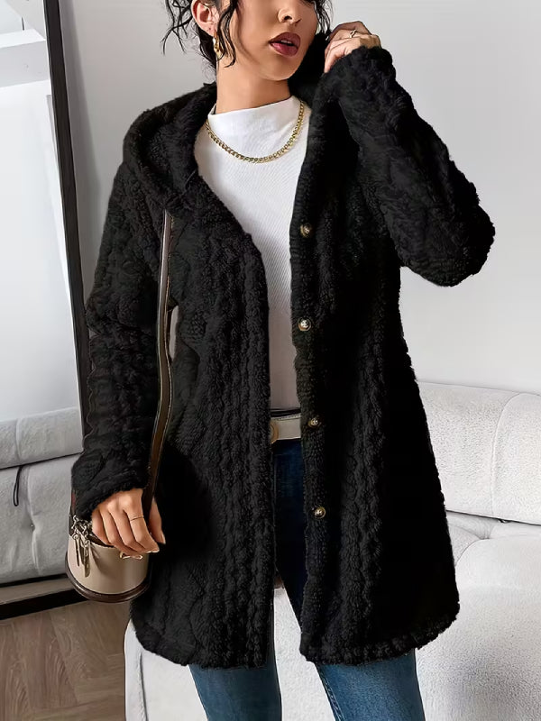 Soft Plush Fleece Coat – Relaxed Fit Quilted Winter Jacket