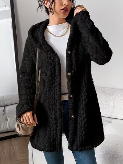 Soft Plush Fleece Coat – Relaxed Fit Quilted Winter Jacket