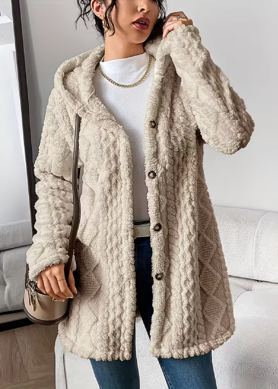 Soft Plush Fleece Coat – Relaxed Fit Quilted Winter Jacket