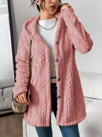 Soft Plush Fleece Coat – Relaxed Fit Quilted Winter Jacket