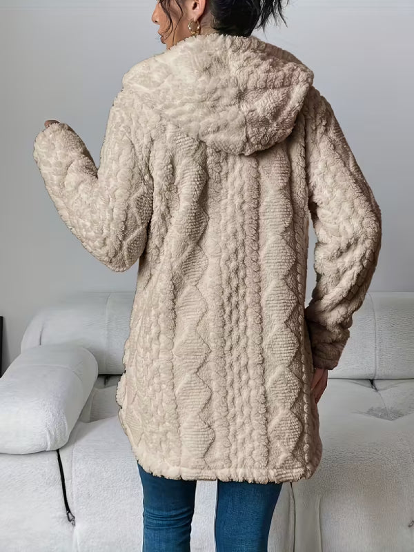 Soft Plush Fleece Coat – Relaxed Fit Quilted Winter Jacket