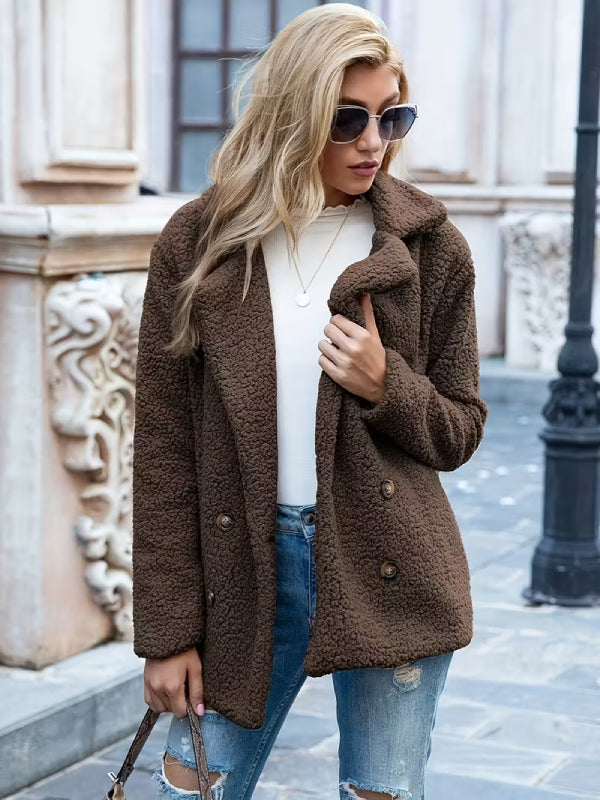 Cozy Fleece Button‑Front Jacket – Relaxed Fit Winter Coat