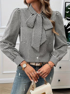 Chic Gingham Bow Shirt