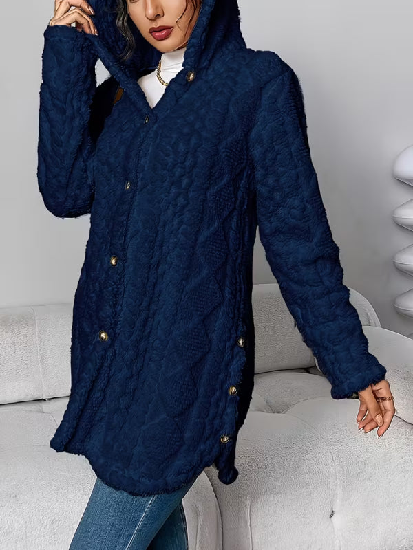 Soft Plush Fleece Coat – Relaxed Fit Quilted Winter Jacket