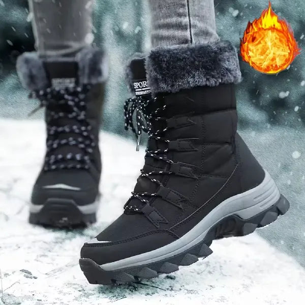 Women’s Waterproof Fleece‑Lined Winter Boots – Warm Grip Sole
