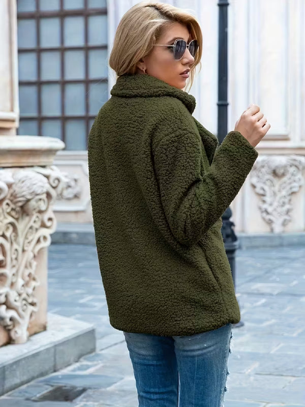 Cozy Fleece Button‑Front Jacket – Relaxed Fit Winter Coat