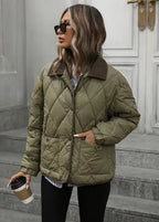 ArcticQuilt Women’s Quilted Collar Jacket – Cozy Everyday Winter Coat