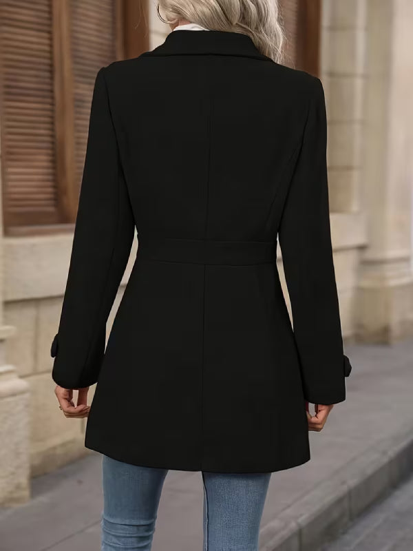 Elegant Tweed Winter Coat – Slim Fit Belted Jacket﻿