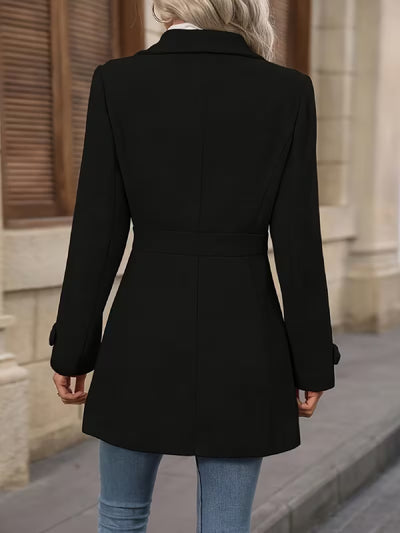 Elegant Tweed Winter Coat – Slim Fit Belted Jacket﻿