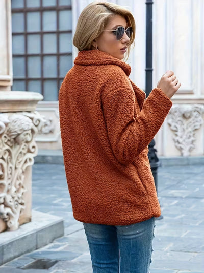 Cozy Fleece Button‑Front Jacket – Relaxed Fit Winter Coat