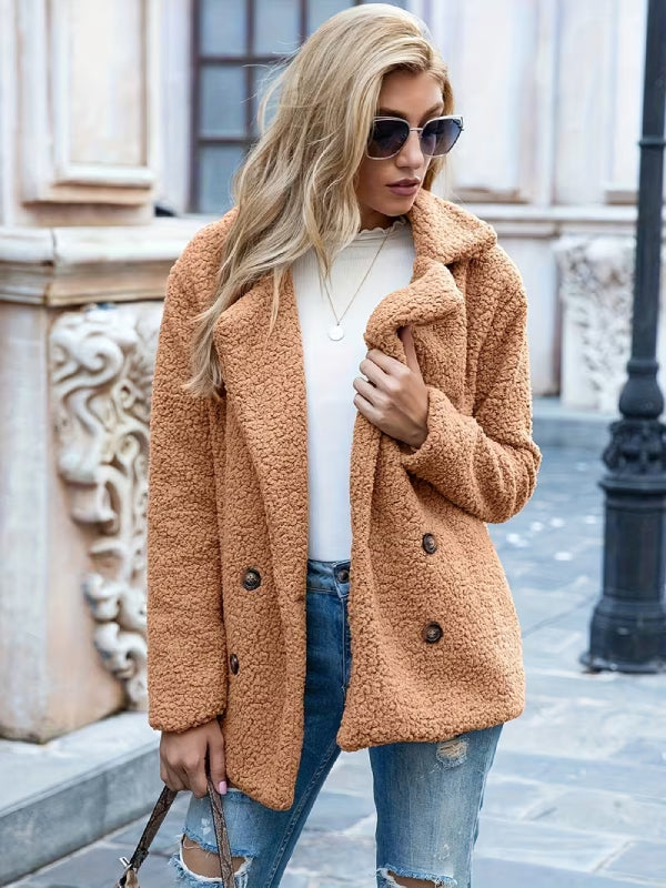 Cozy Fleece Button‑Front Jacket – Relaxed Fit Winter Coat